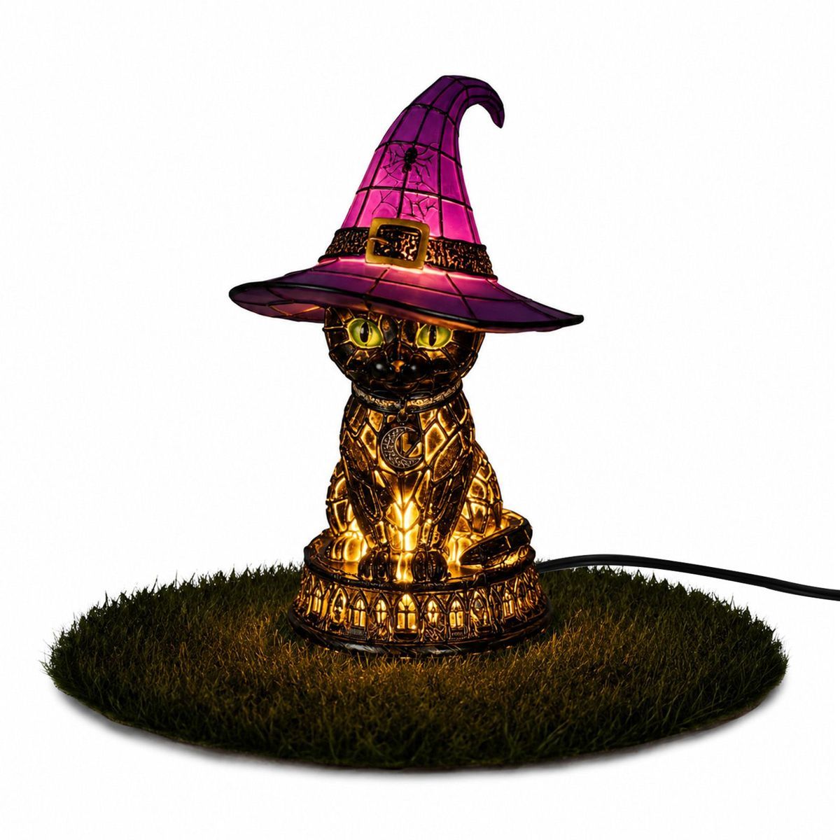 Lampka stołowa „Czarny kot w czarodziejskim kapeluszu” – magiczna i przytulna dekoracja do Twojego domu