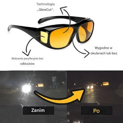 NightGlo – okulary przeciwodblaskowe do jazdy nocą 🌙, które chronią przed oślepiającym światłem LED 💡 i zapewniają bezpieczniejszą jazdę nocą 🚗