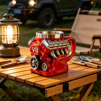 Kubek w kształcie silnika V8/V6 | kreatywny kubek do kawy w stylu mechanicznym | idealny prezent dla fanów motoryzacji