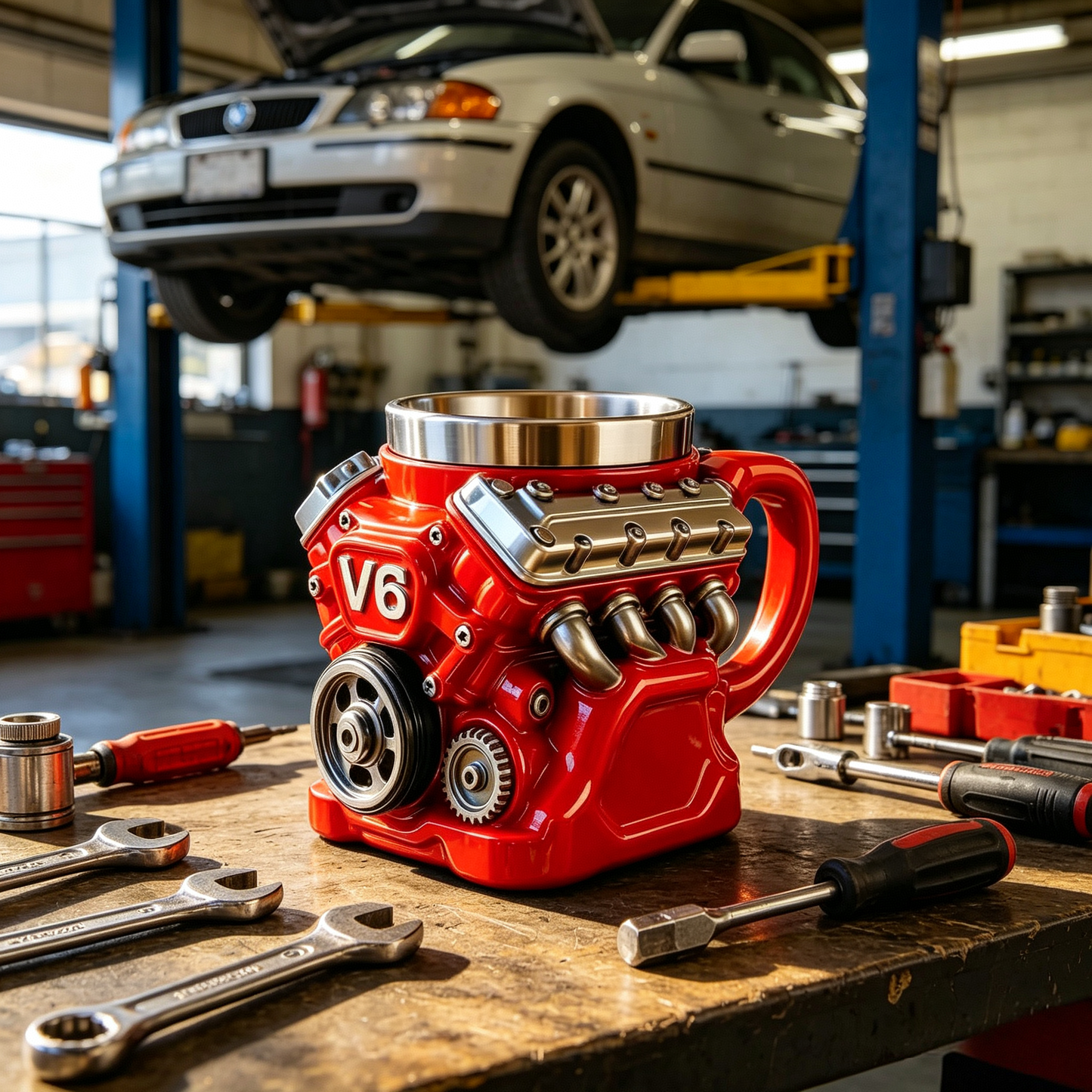 Kubek w kształcie silnika V8/V6 | kreatywny kubek do kawy w stylu mechanicznym | idealny prezent dla fanów motoryzacji