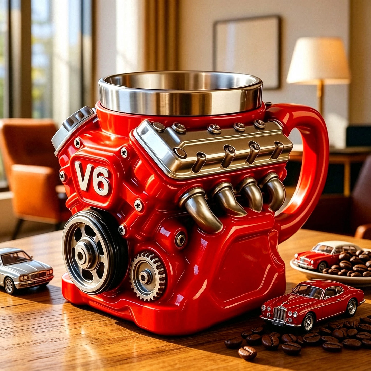 Kubek w kształcie silnika V8/V6 | kreatywny kubek do kawy w stylu mechanicznym | idealny prezent dla fanów motoryzacji