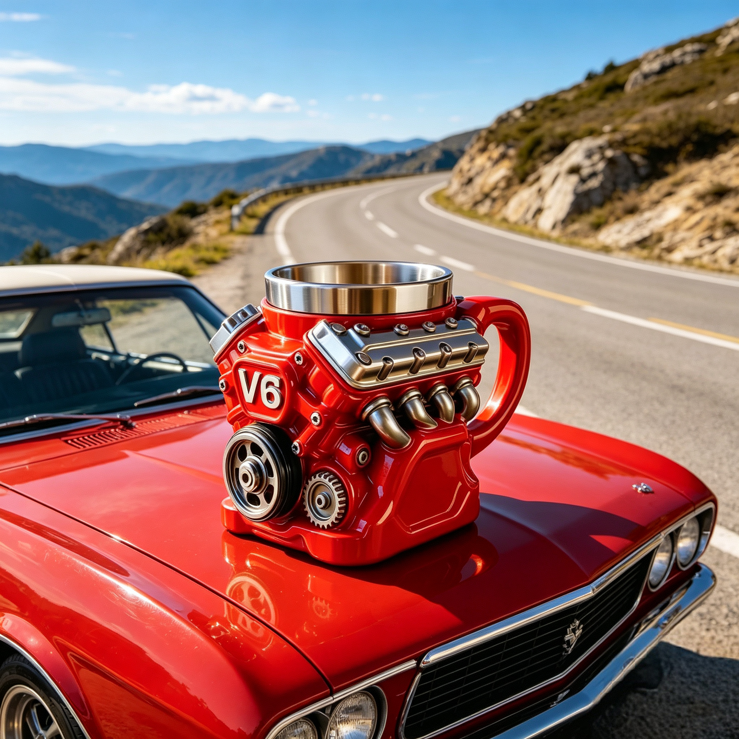 Kubek w kształcie silnika V8/V6 | kreatywny kubek do kawy w stylu mechanicznym | idealny prezent dla fanów motoryzacji