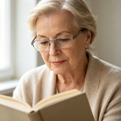 Pomaga seniorom widzieć wyraźniej — inteligentne okulary z zoomem i automatycznym ustawianiem ostrości zapewniają wyraźny obraz z bliska i z daleka.