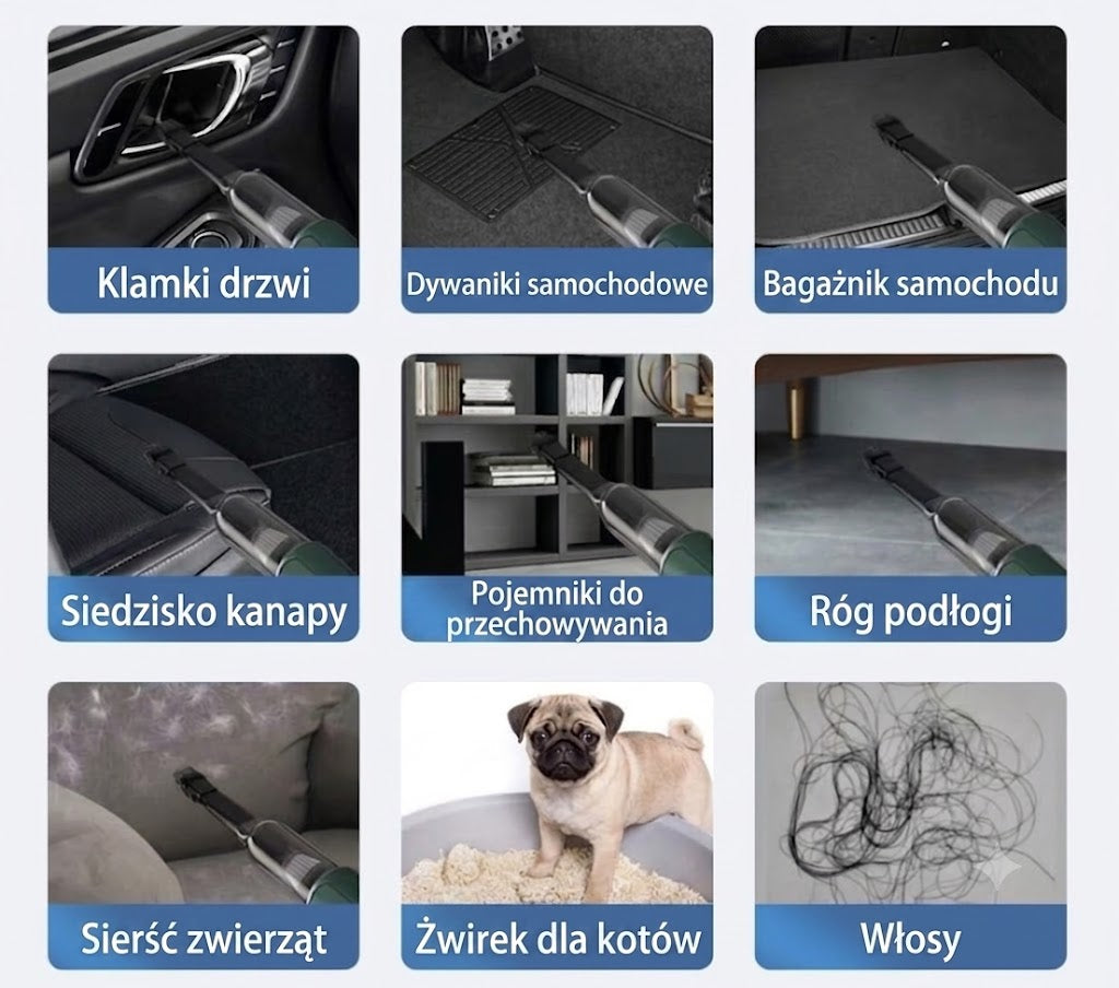 ⚡ Bezprzewodowy ręczny odkurzacz o dużej mocy ssania – idealny pomocnik do domu i samochodu