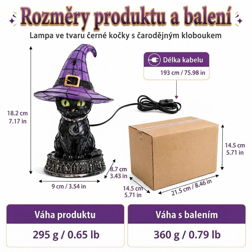 Lampka stołowa „Czarny kot w czarodziejskim kapeluszu” – magiczna i przytulna dekoracja do Twojego domu