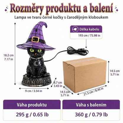 Lampka stołowa „Czarny kot w czarodziejskim kapeluszu” – magiczna i przytulna dekoracja do Twojego domu