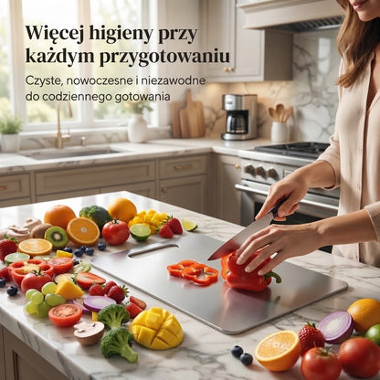Premiumowa deska kuchenna z bezpiecznego materiału do kontaktu z żywnością – higieniczna, wytrzymała i łatwa w czyszczeniu