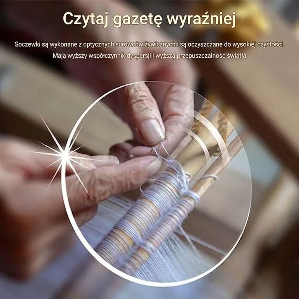 Pomaga seniorom widzieć wyraźniej — inteligentne okulary z zoomem i automatycznym ustawianiem ostrości zapewniają wyraźny obraz z bliska i z daleka.