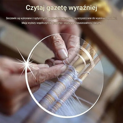 Pomaga seniorom widzieć wyraźniej — inteligentne okulary z zoomem i automatycznym ustawianiem ostrości zapewniają wyraźny obraz z bliska i z daleka.